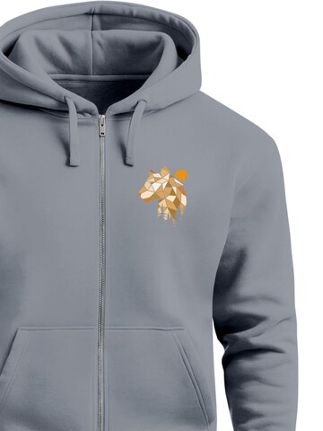 Neverless Zip-Up Hoodie 'Luchs Polygon' in Grey