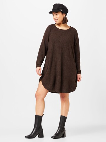 Zizzi Knitted dress 'SUNNY' in Brown