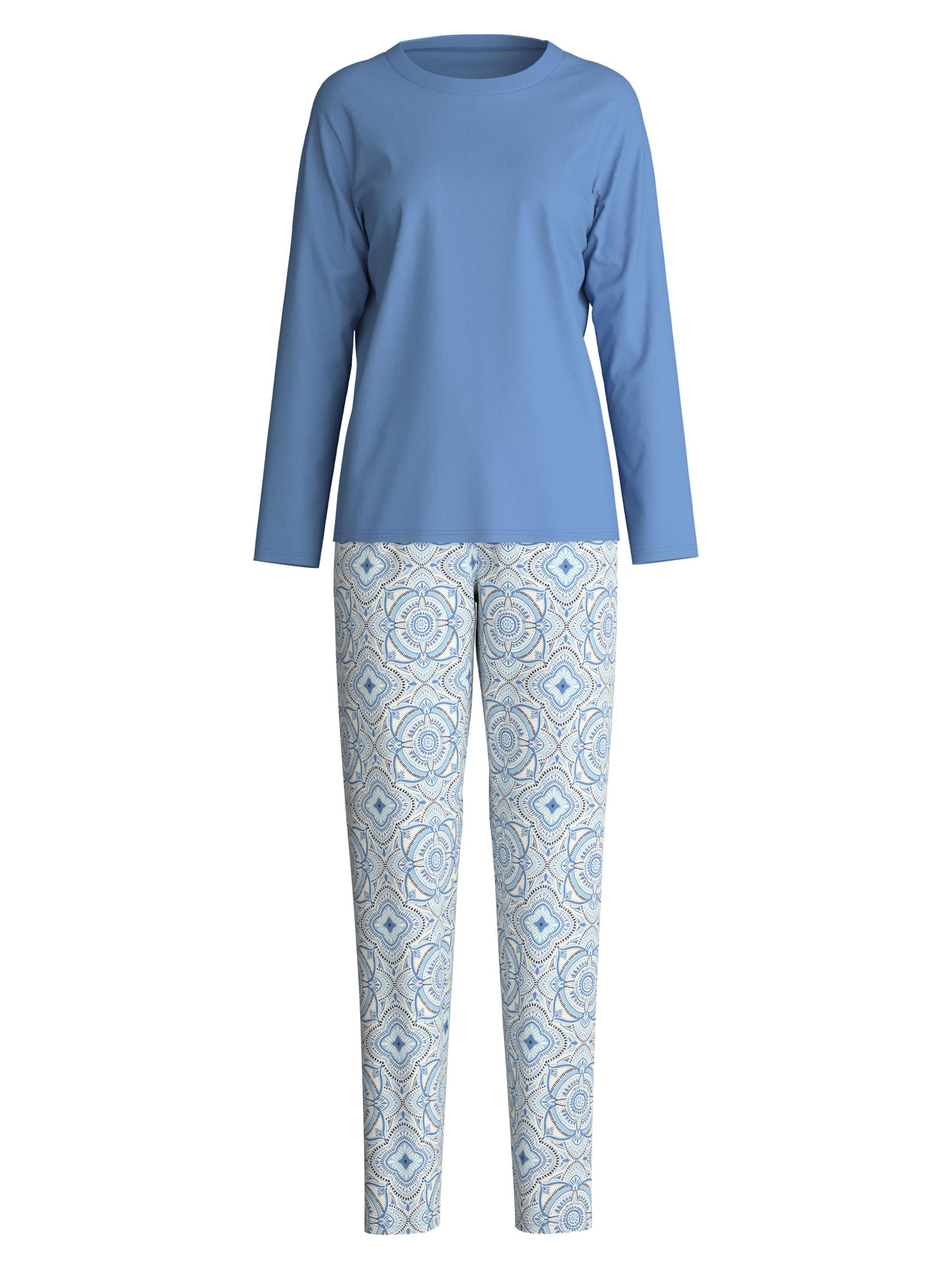 CALIDA Pyjama 'Cotton Stripes'‌‌‌‌‌‌‌ in Blau: Vorderseite