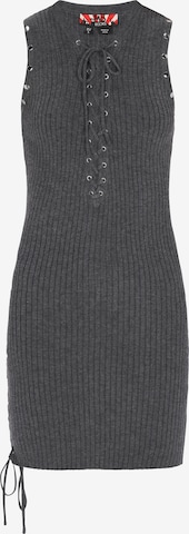myMo ROCKS Knitted dress in Grey: front