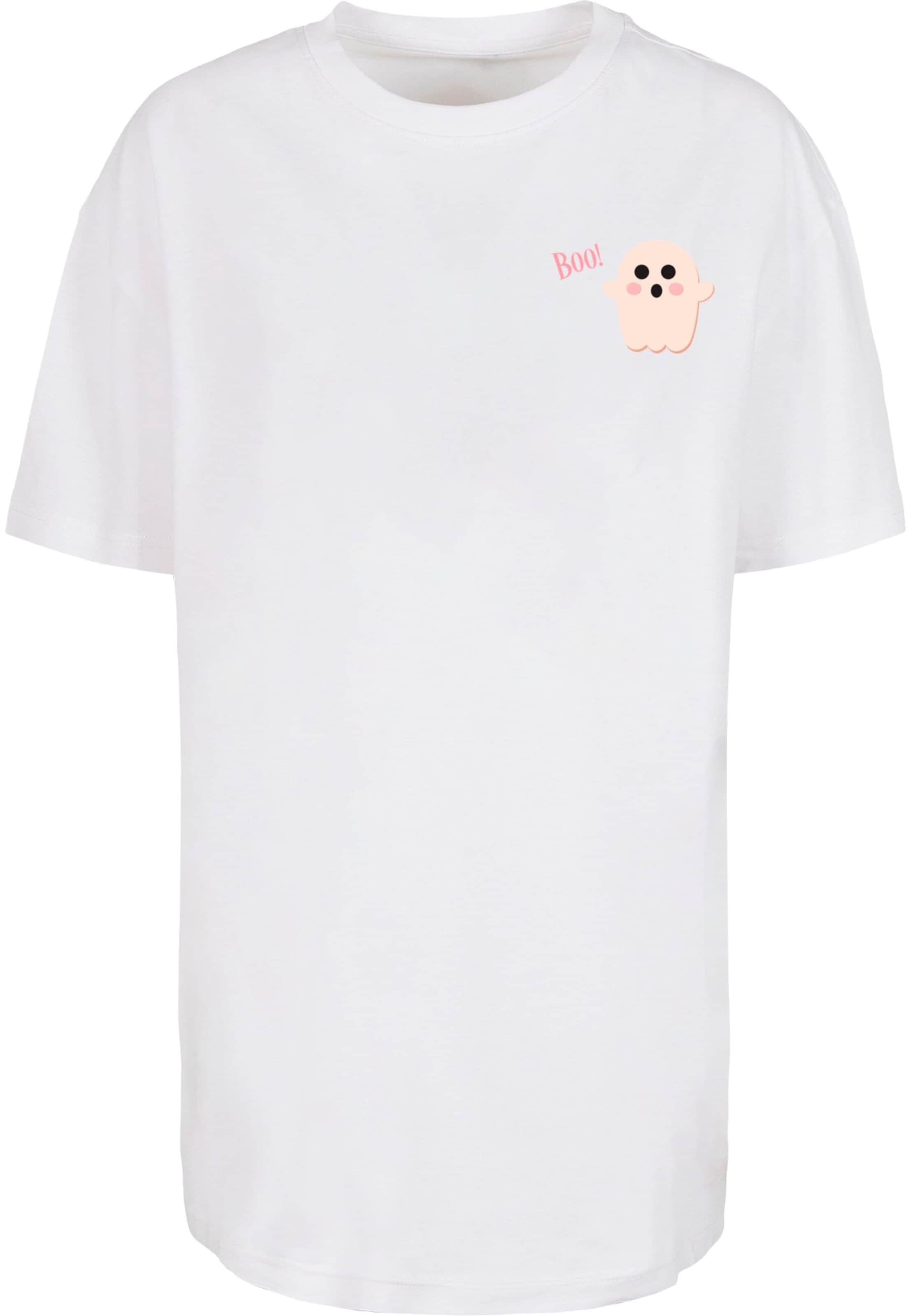 balts Merchcode "Oversize" stila krekls 'Halloween - Boo Ghost': no priekšpuses
