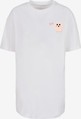 Tricou supradimensional 'Halloween - Boo Ghost' de la Merchcode pe alb: față