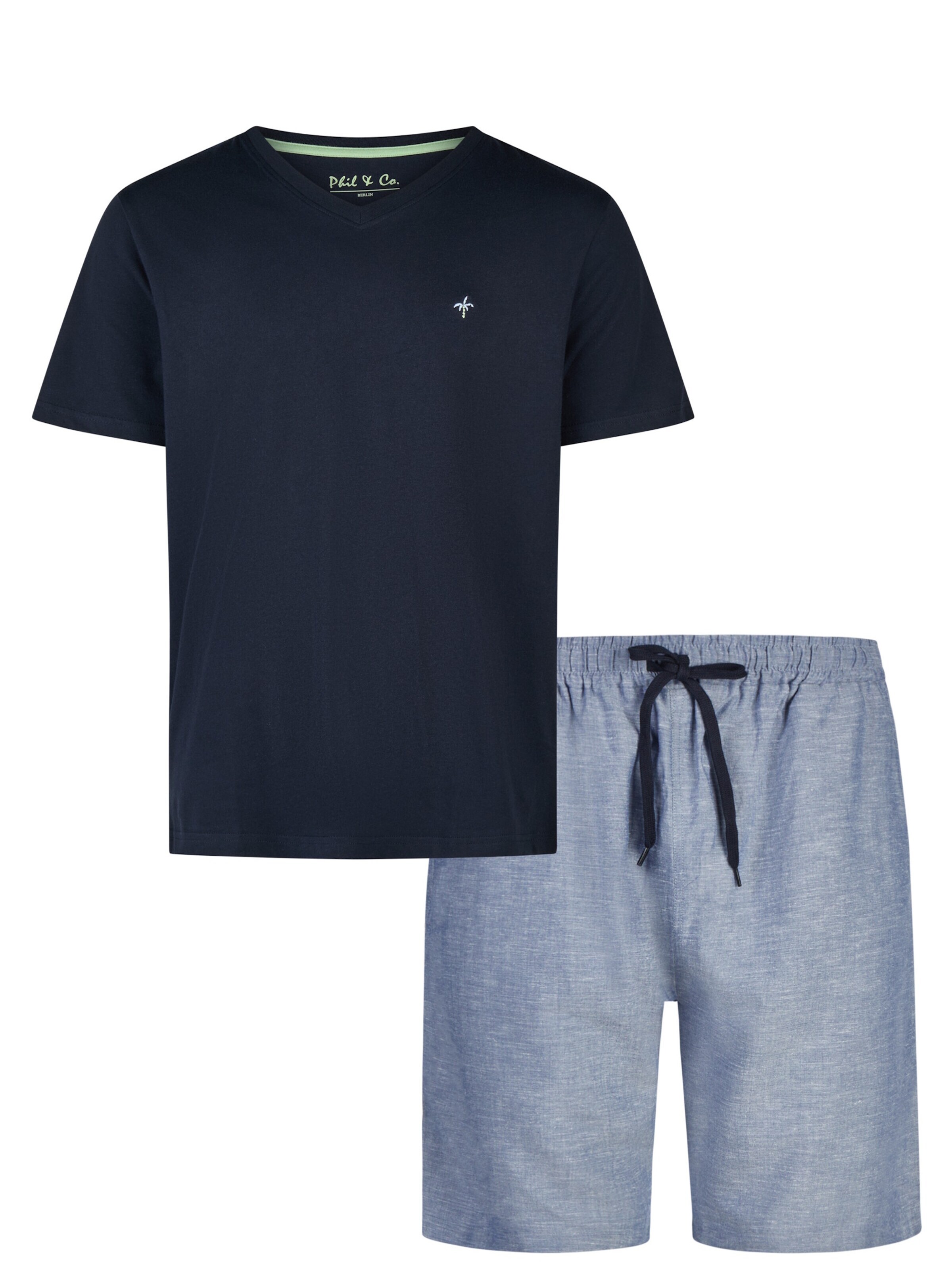 Pyjama court Phil & Co. Berlin en bleu : devant