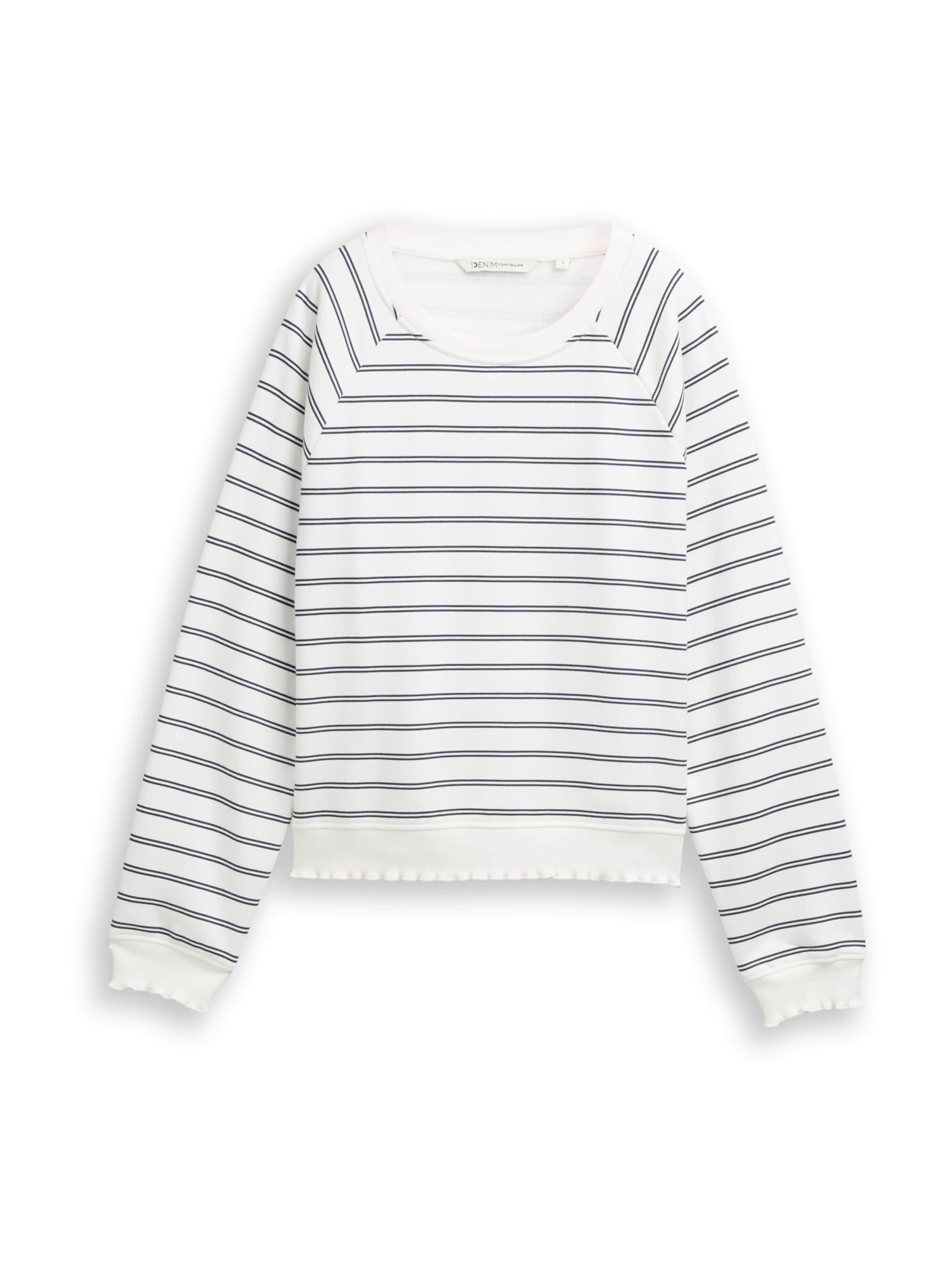 TOM TAILOR DENIMSweater majica - bijela boja: prednji dio