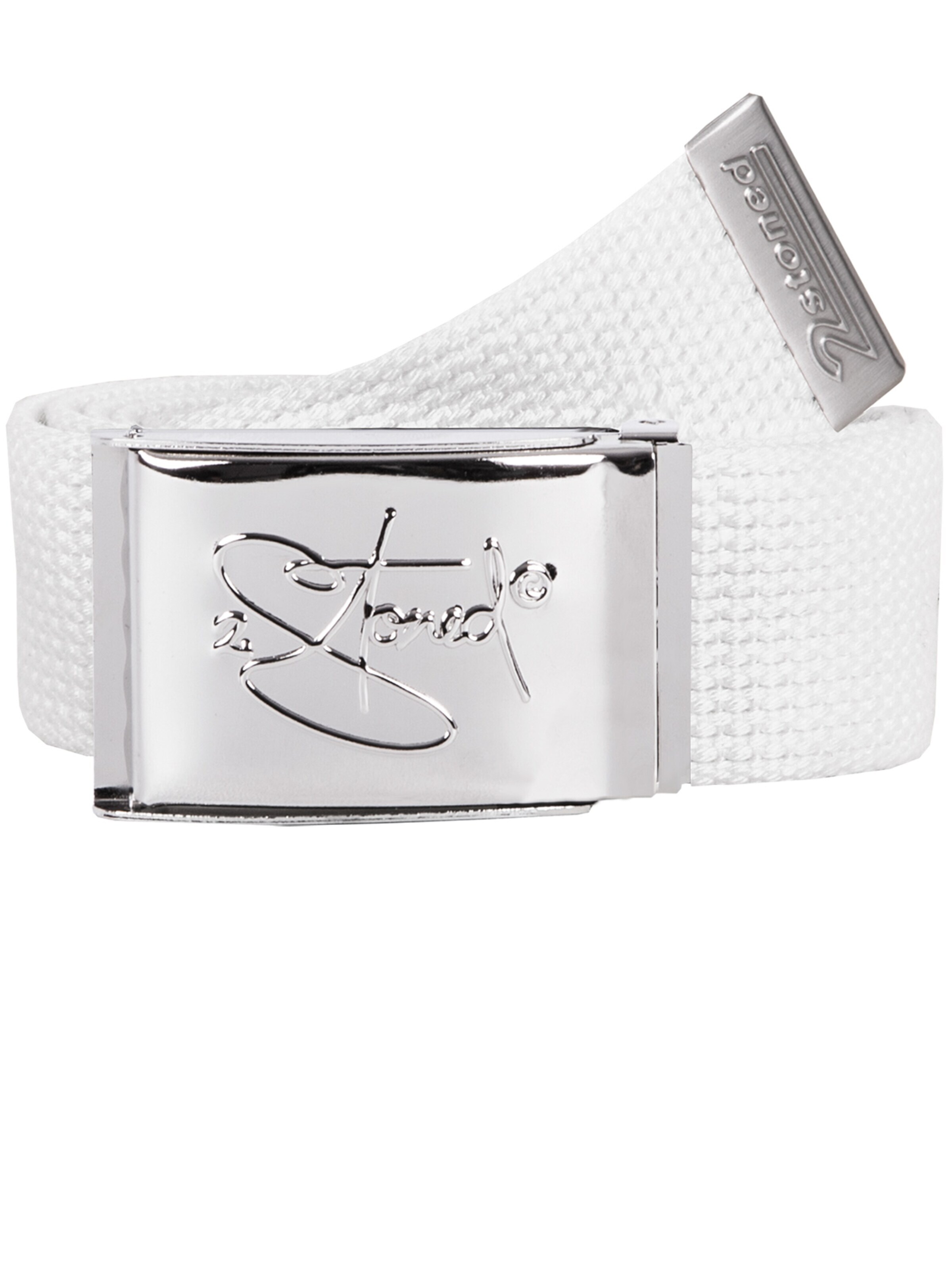 2Stoned Belt 'Classic Chrom' in White: front
