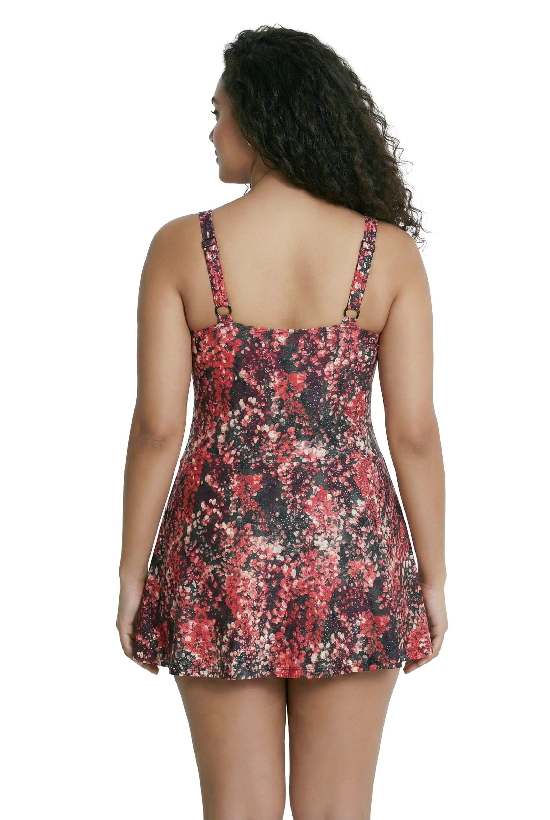 Ulla Popken Bandeau Swimsuit dress in Red