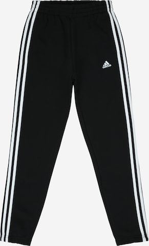 ADIDAS SPORTSWEAR Tapered Workout Pants 'Essentials 3-Stripes Fleece' in Black: front