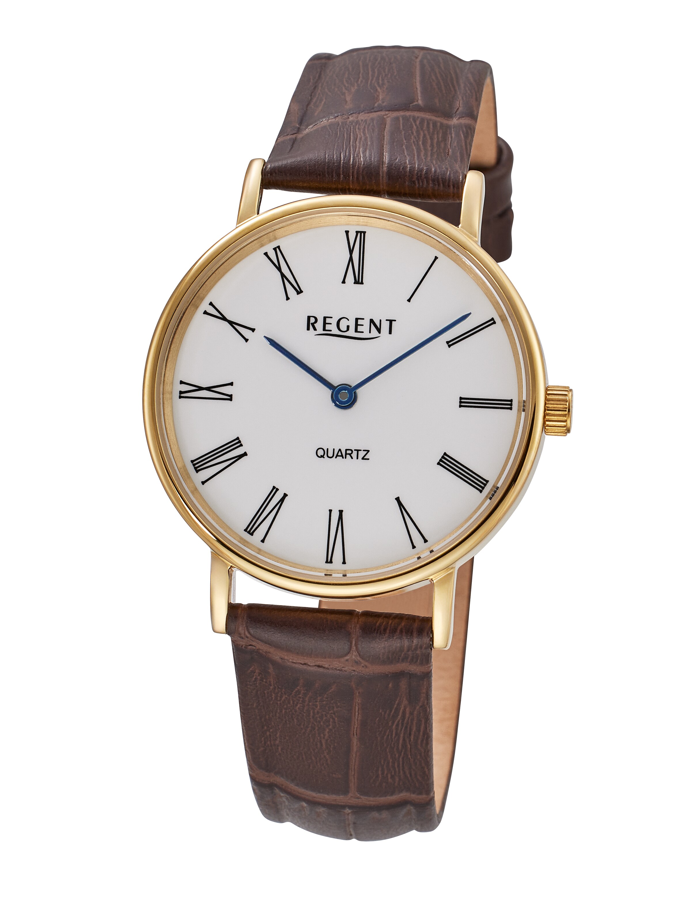 REGENT Analoguhr in Braun: Vorderseite