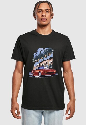 Mister Tee Shirt 'Hollywood Car' in Zwart: voorkant