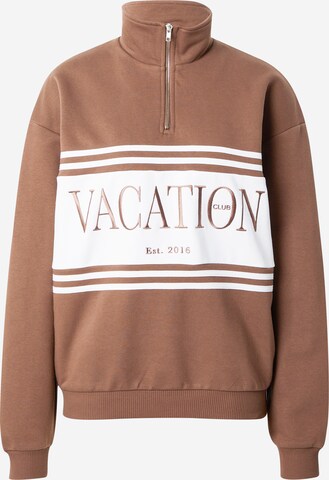 On Vacation Club Sweatshirt in Brown: front