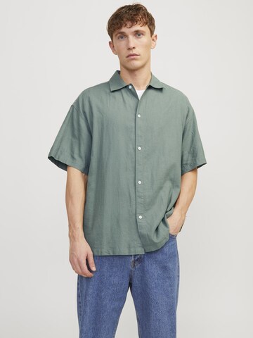 JACK & JONES Comfort fit Button Up Shirt 'Faro' in Green: front