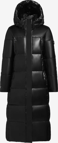 melns khujo Ziemas mētelis ' RUBINA SHINY ': no priekšpuses