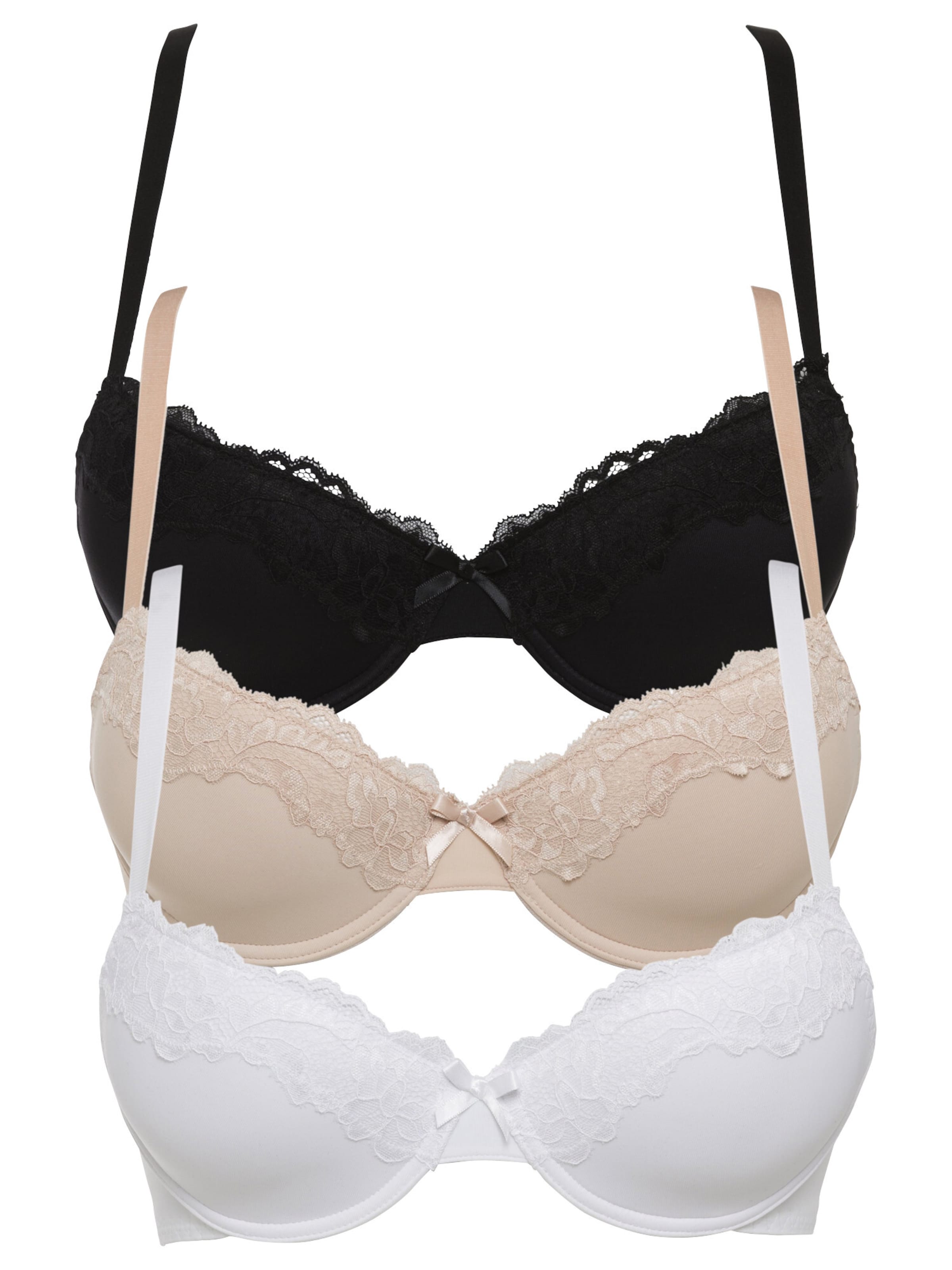 bonprix Klassisch Schalen-BH (3er Pack) in Beige: Vorderseite
