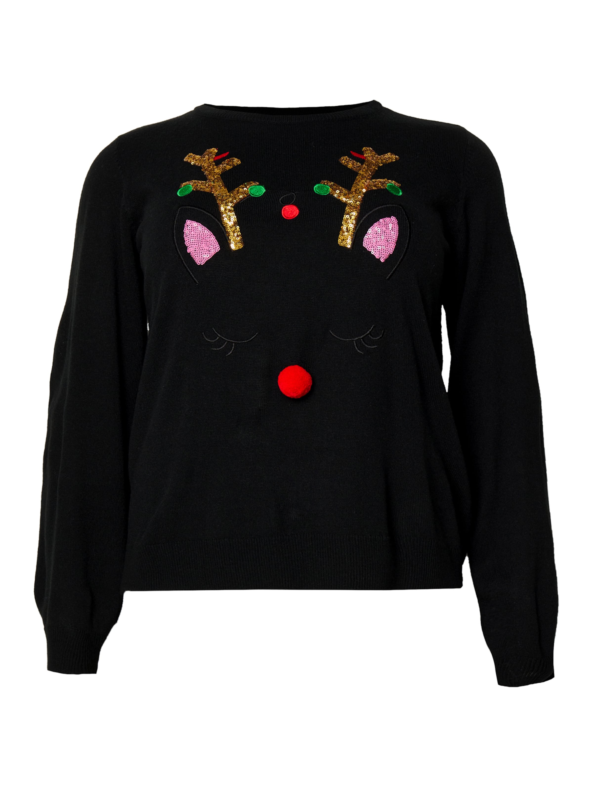 Vero Moda Curve Πουλόβερ 'VMCRudolf' σε μαύρο: μπροστά