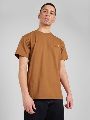 Carhartt WIP Koszulka 'American Script' w kolorze brązowy: przód