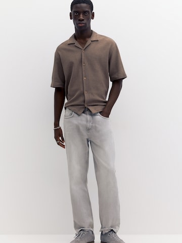 Pull&Bear Comfort fit Button Up Shirt in Brown