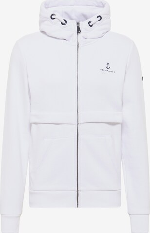 DreiMaster Maritim Zip-Up Hoodie in White: front