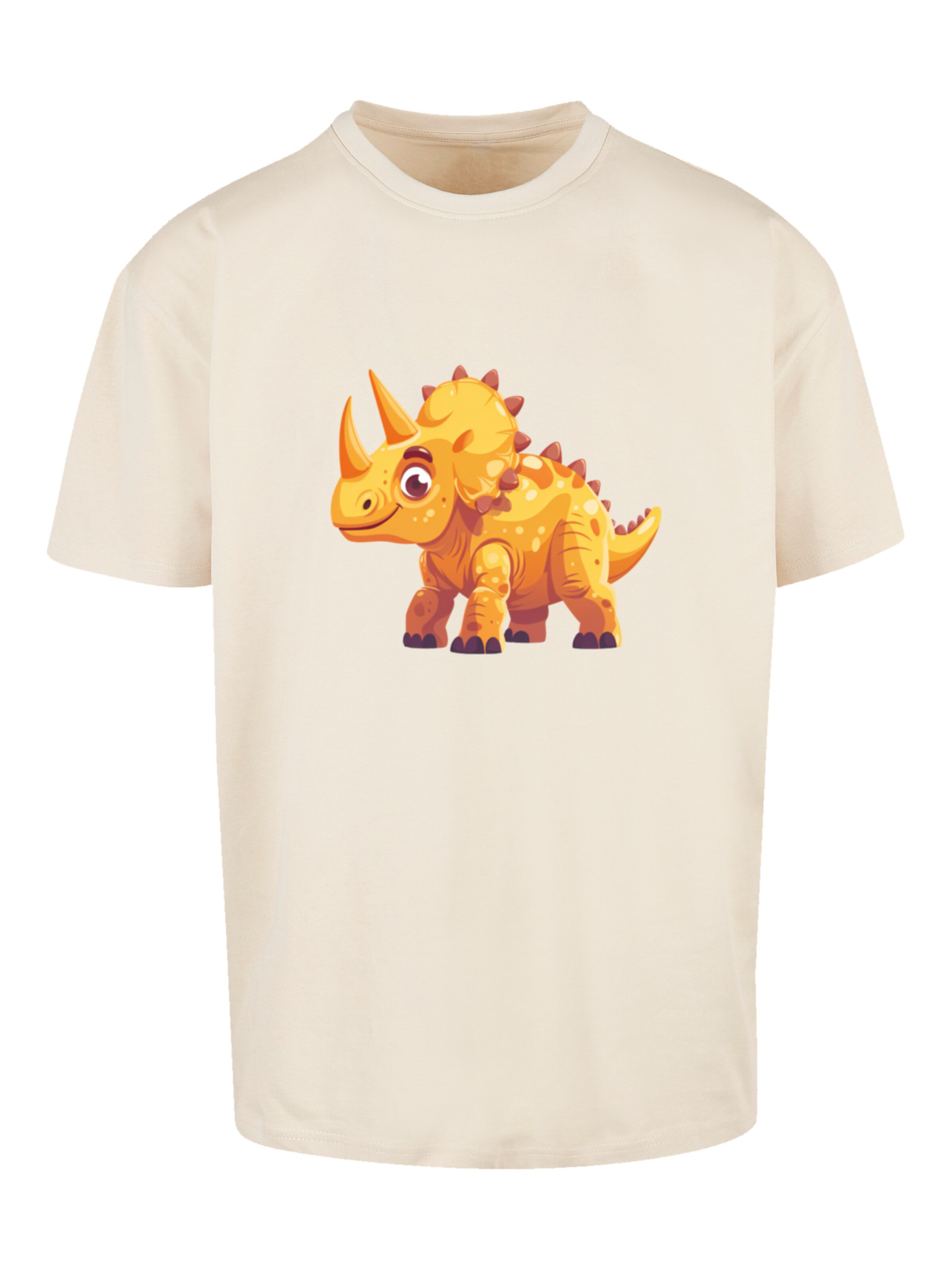 F4NT4STIC T-Shirt 'Süßer Triceratops Dinosaurier' in Weiß: Vorderseite