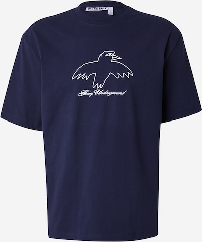 Marškinėliai iš WEEKDAY, spalva – tamsiai mėlyna / balta, Prekių apžvalga