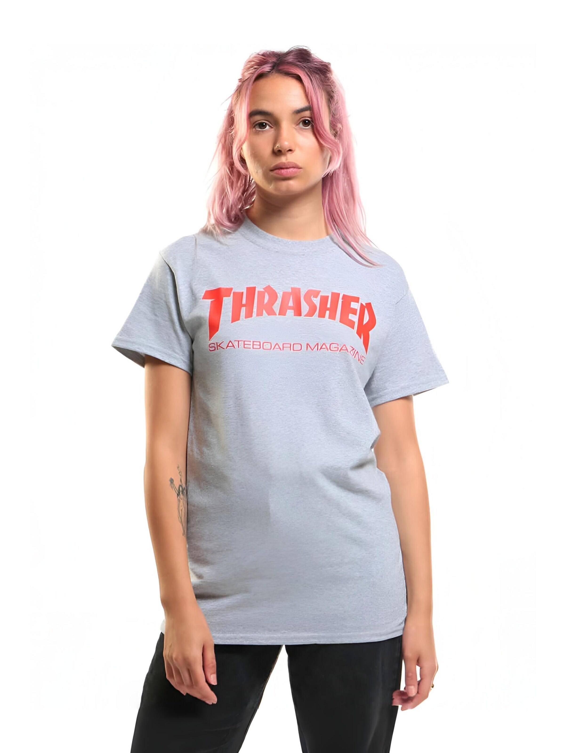 THRASHER Shirt 'SKATE MAG T-SHIRT' in Grijs