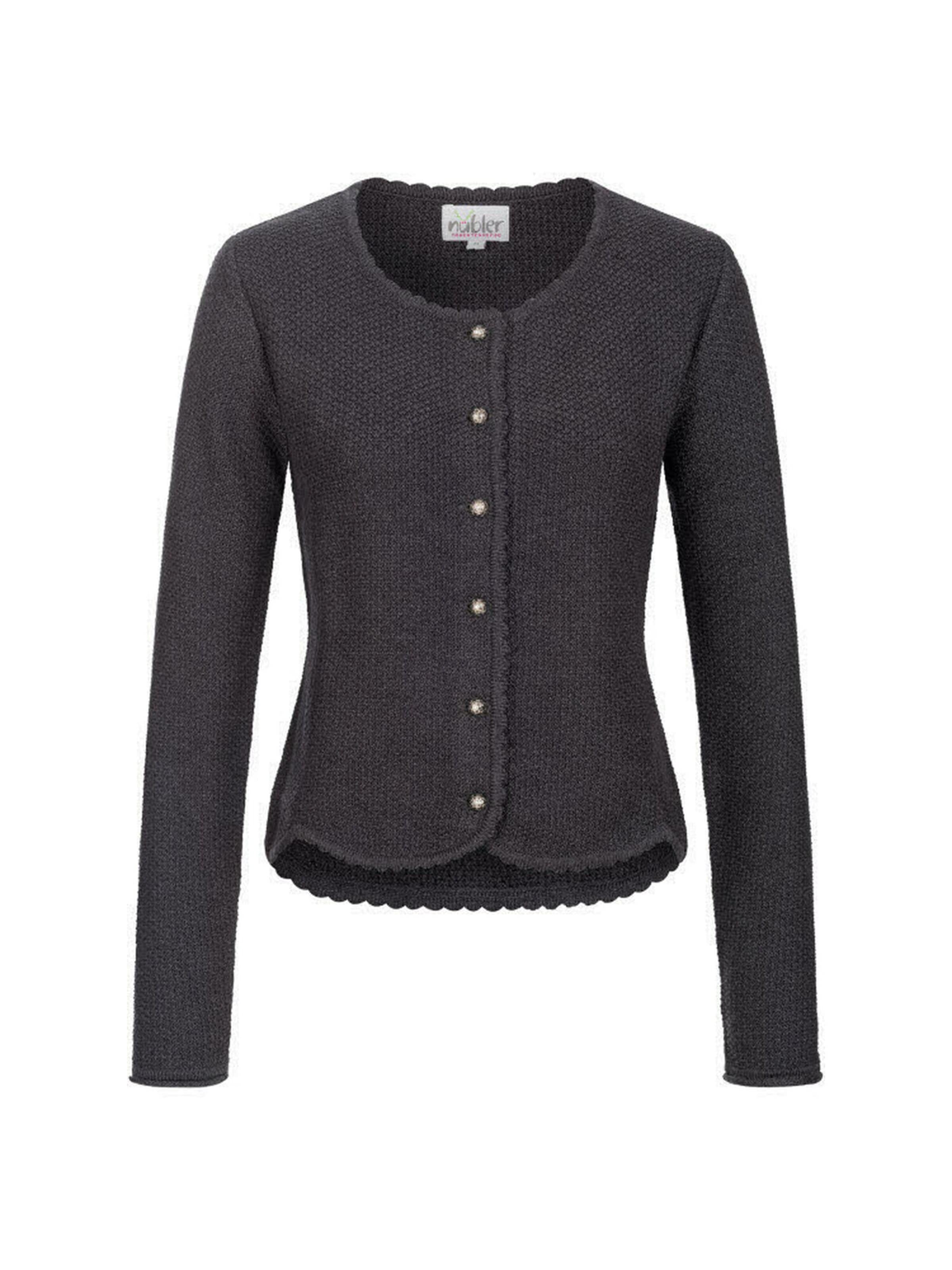 Trachtenhof Nübler Strickjanker 'Strickjacke Yvonne'‌‌‌ in Grau: Vorderseite