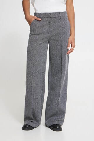ICHI Wide leg Trousers 'IHKATE' in Black: front