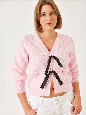 Cardigan Bianco Lucci en rose : devant
