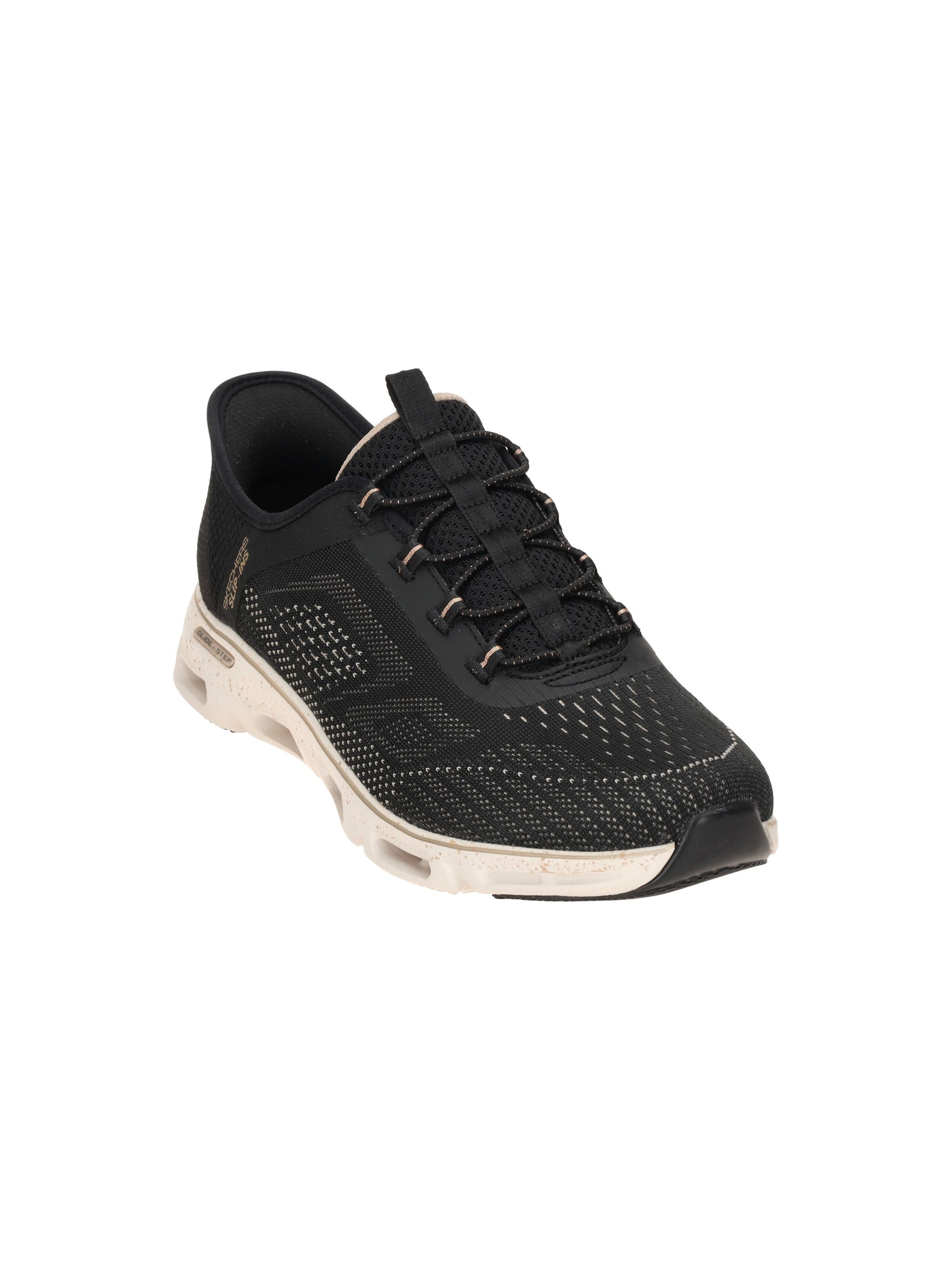 SKECHERS Hausschuh 'Skechers Glide Step Schuhe Sneakers schwarz beige SLIP-INS 104610'‌‌‌‌‌‌‌ in Schwarz