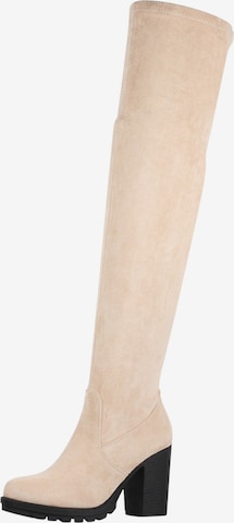 Elara Overknees in Beige: front