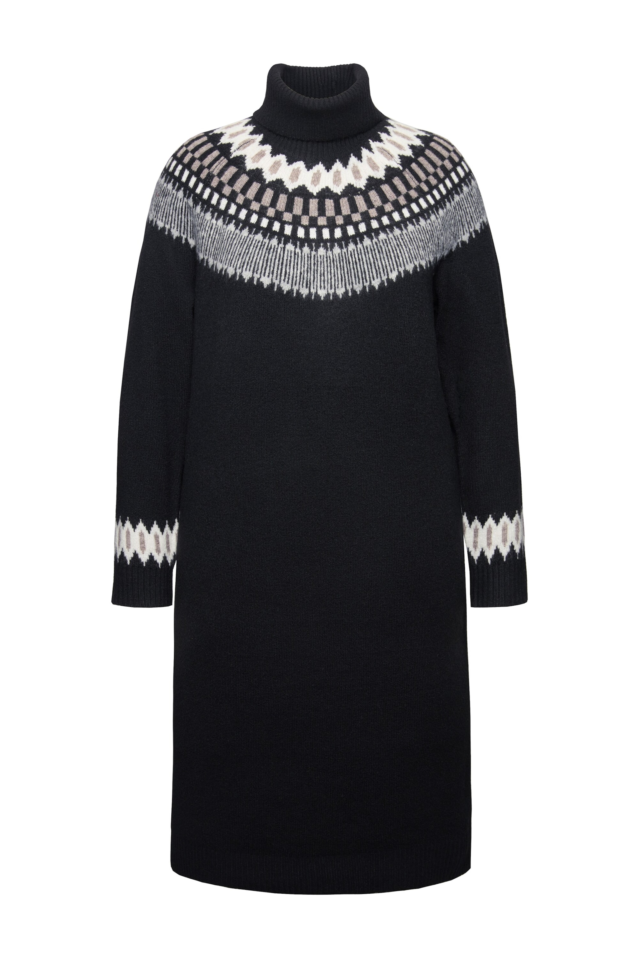 Ulla Popken Kootud kleit, värv must: eest vaates