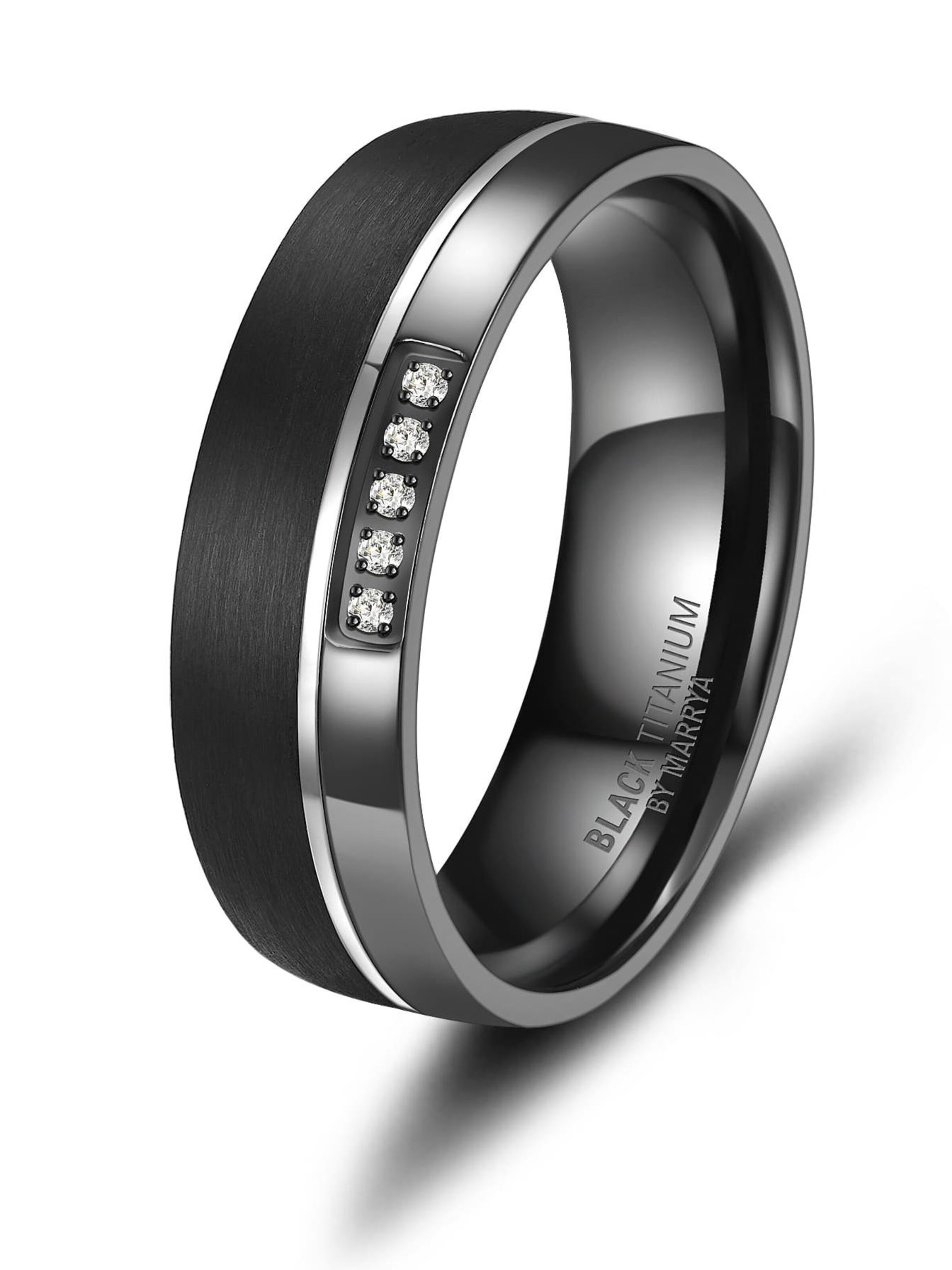 MARRYA Ring 'MARRYA Ehering BT-07 aus Black Titanium' in Black: front