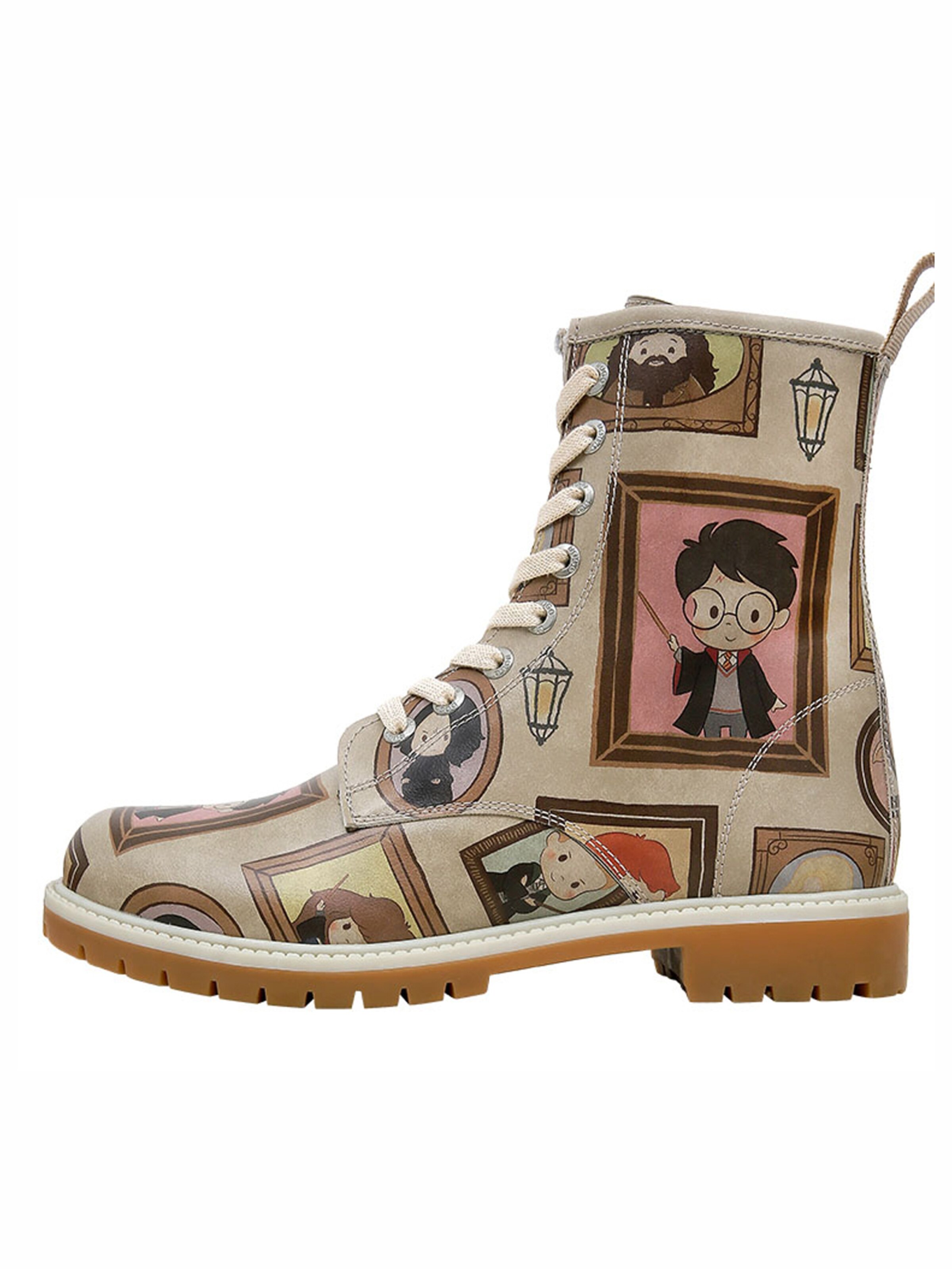 DOGO Schnürstiefel 'Frames-of-Hogwarts'‌‌ in Beige: Vorderseite
