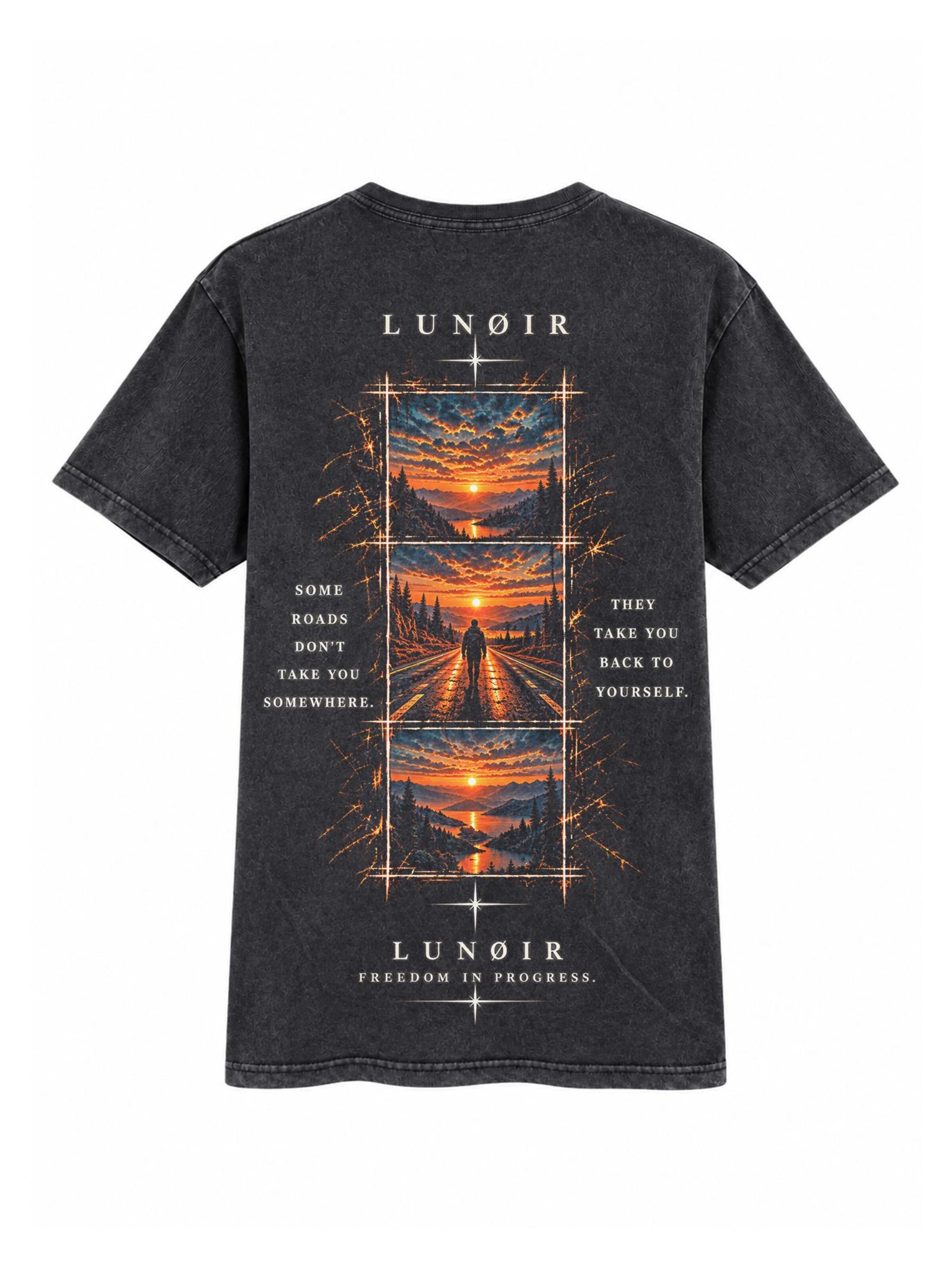 LUNØIR Studio Póló 'Back to Yourself' - fekete: elől