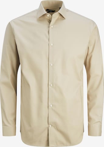 JACK & JONES Slim fit Zakelijk overhemd 'Parker' in Beige: voorkant