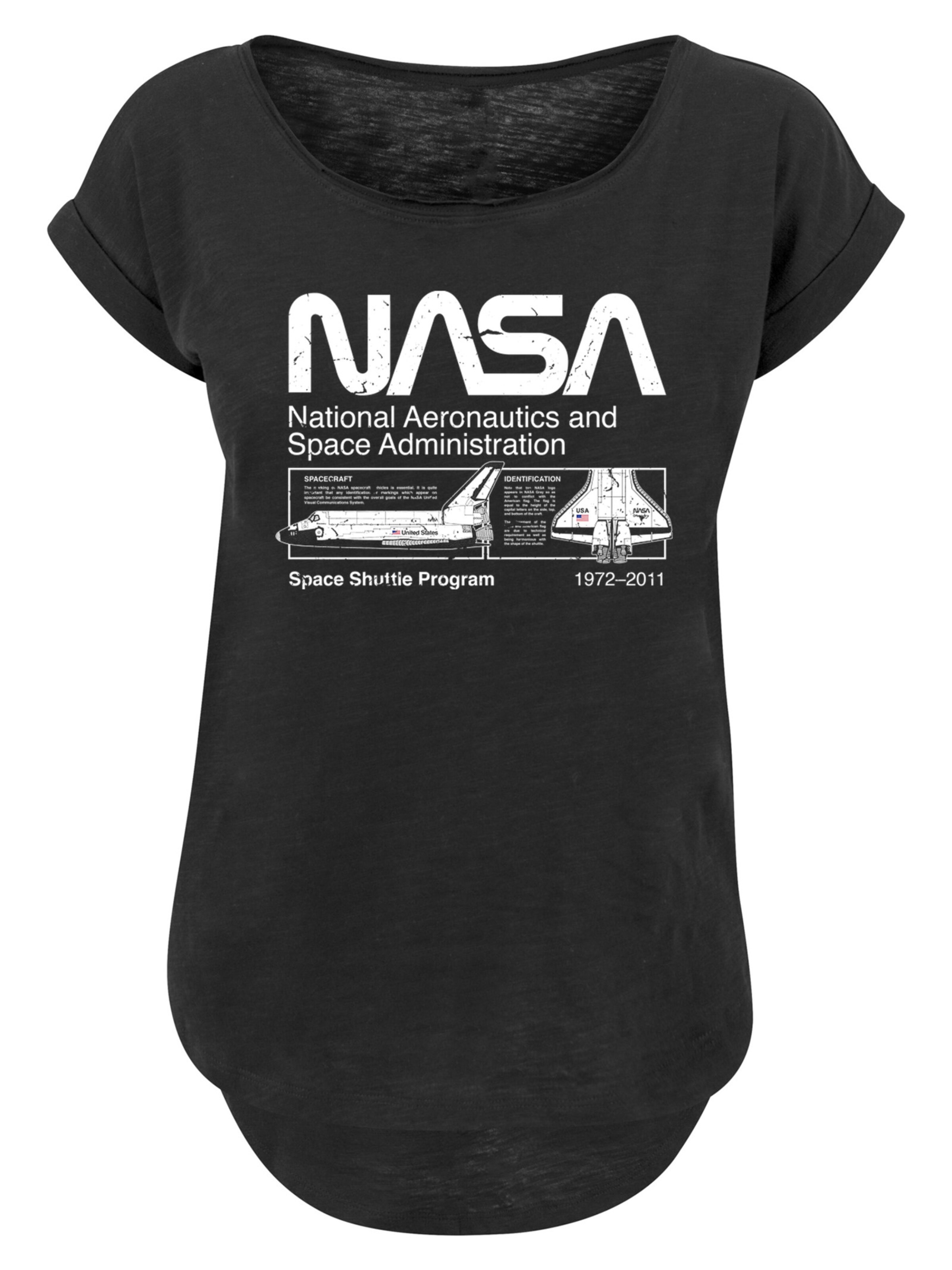 F4NT4STIC Shirt 'NASA Classic Space Shuttle' in Zwart: voorkant