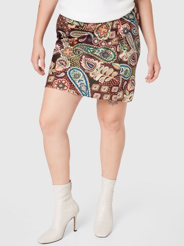 Nasty Gal Plus Skirt in Brown: front