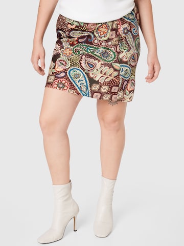 Nasty Gal Plus Skirt in Brown: front