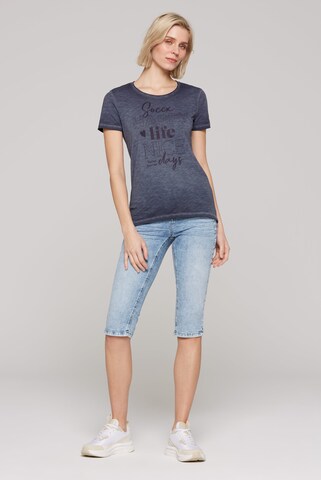 Soccx T-Shirt mit Glitter Wording Print in Blau
