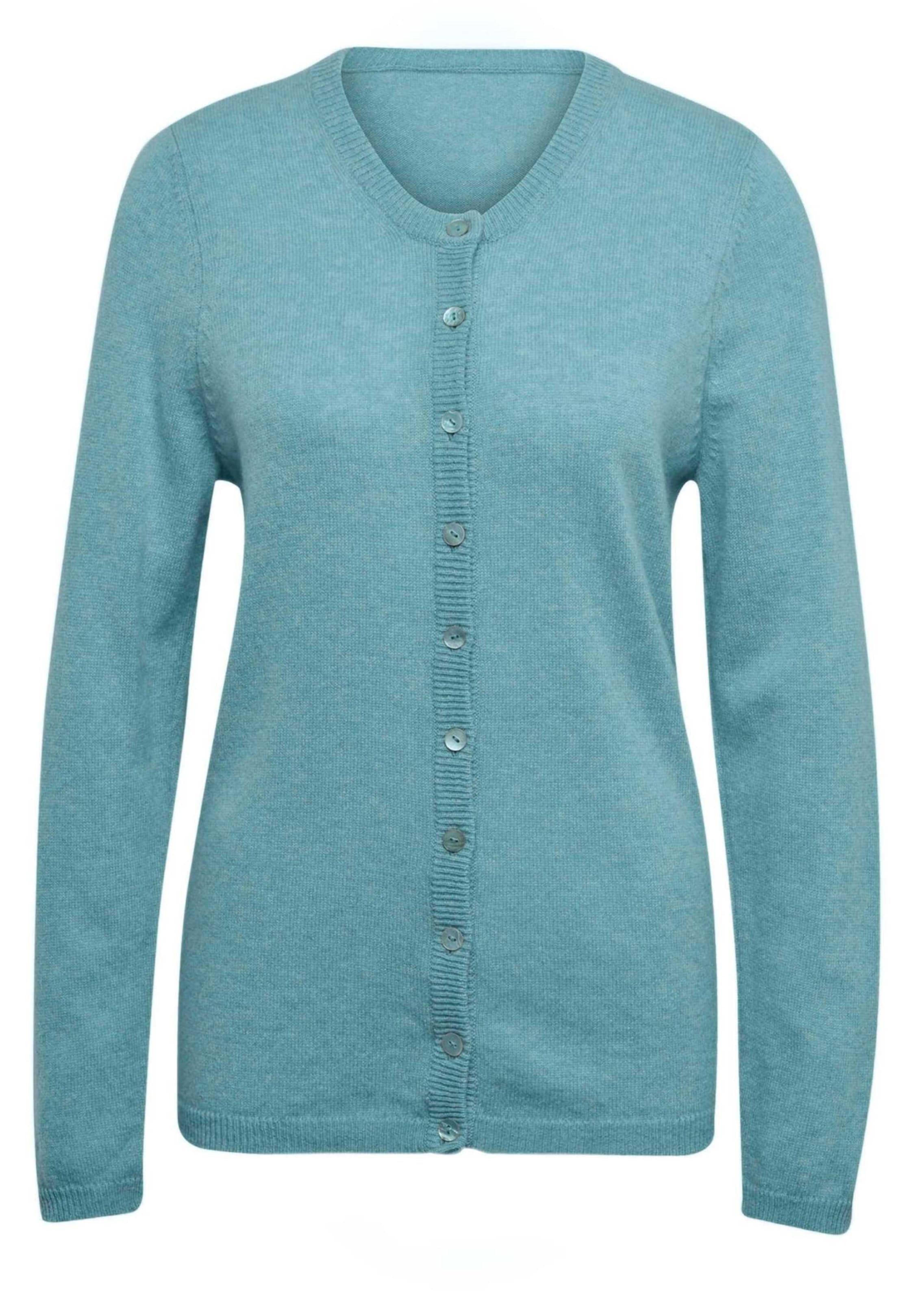 Goldner Strickjacke in Blau: Vorderseite