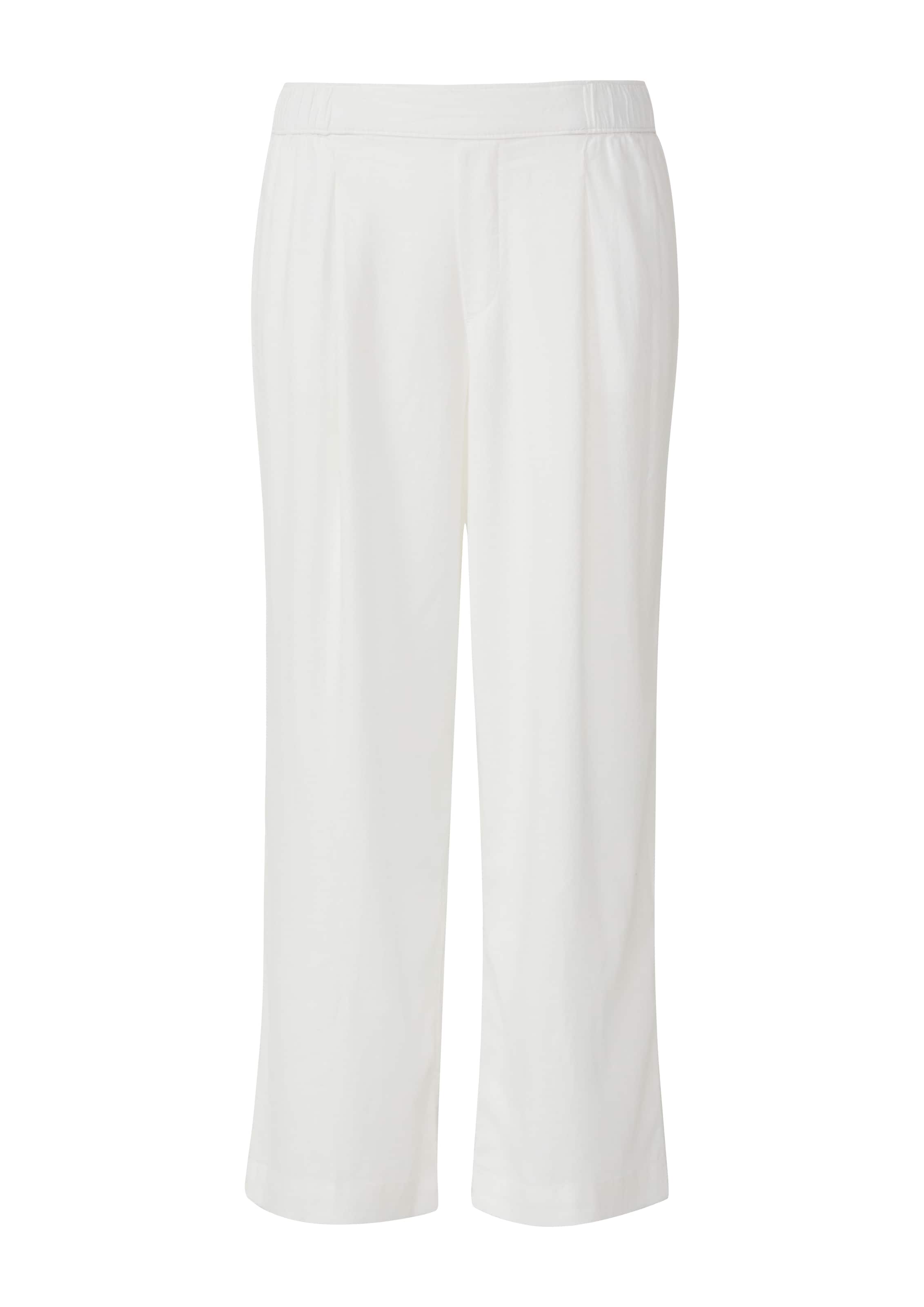 s.Oliver Wide leg Bandplooibroek in Wit: voorkant