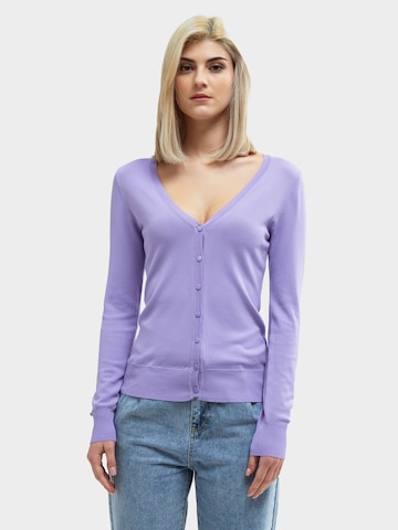 Influencer Knit Cardigan in Purple: front