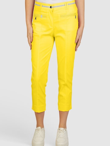 Navigazione Regular Modische 7/8 Bengalinhose, mit Zierband und Gürtelschlaufen in Gelb: Vorderseite