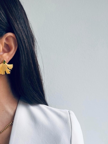 Les Reines Oorbellen 'The Blossom - Statement Earrings 24K Gold Plated' in Goud