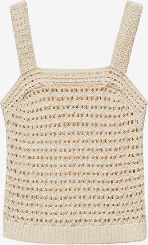 MANGO Broderad topp 'CUADRI' i beige: framsida