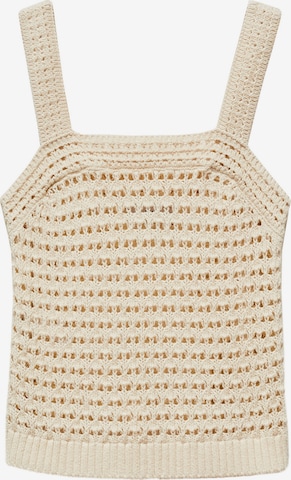 MANGO Gebreide top 'CUADRI' in Beige: voorkant