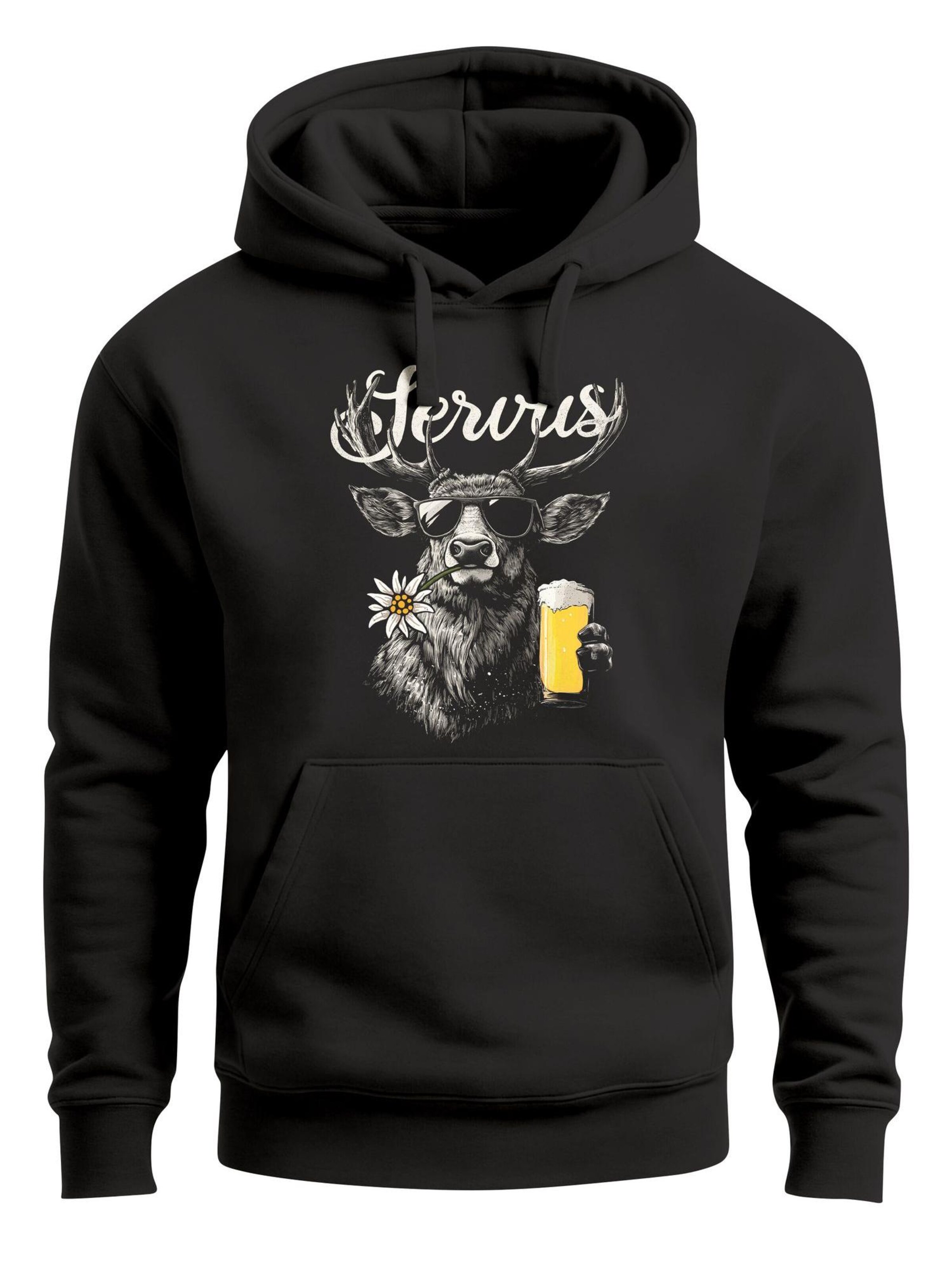 Neverless Sweatshirt 'Servus Bier' in Black: front