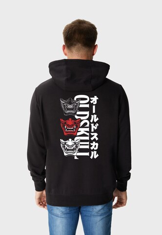Oldskull Sweatshirt 'Asian Triple Mask' in Zwart: voorkant
