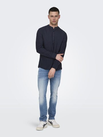 Only & Sons Slim fit Button Up Shirt 'ONSCaiden' in Blue