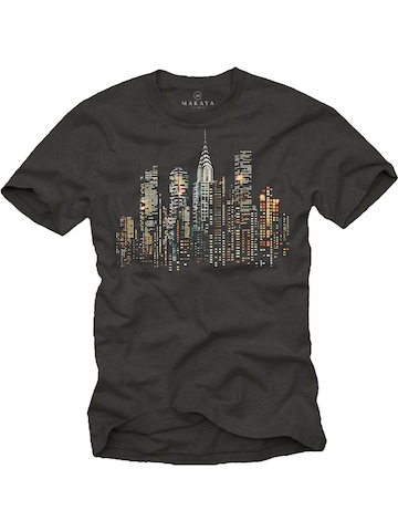 MAKAYA Shirt 'New York Skyline' in Grey: front