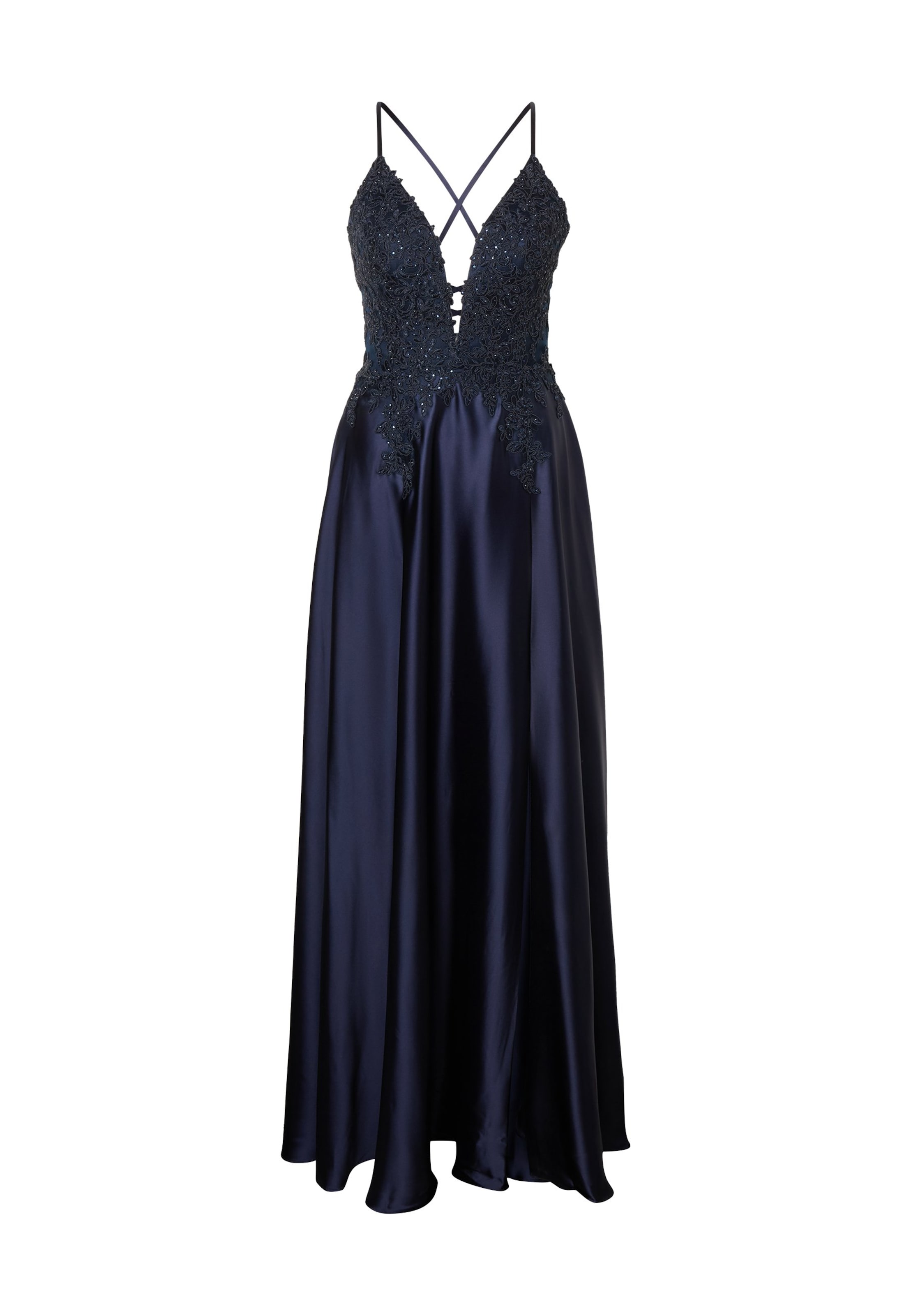 LUXUAR - Vestido de noche en azul: frente